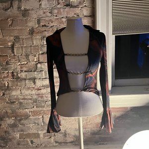 70's Groovy Chain-Front Blouse